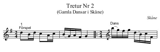 Tretur Nr 2 - staff notation