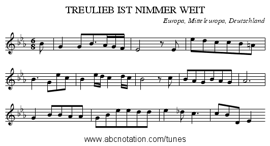 TREULIEB IST NIMMER WEIT - staff notation
