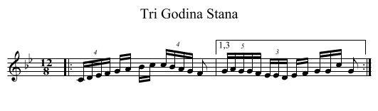 Tri Godina Stana - staff notation