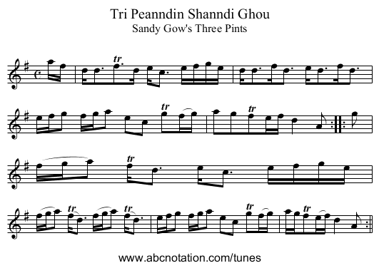 Tri Peanndin Shanndi Ghou - staff notation