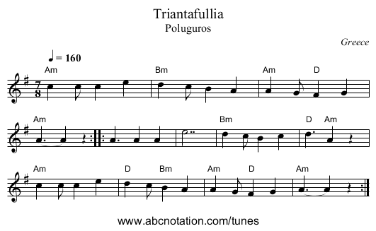 Triantafullia - staff notation