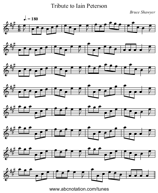 Tribute to Iain Peterson - staff notation