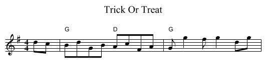 Trick Or Treat - staff notation
