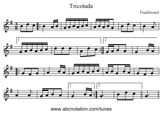 Tricotada - staff notation