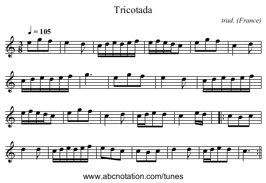 Tricotada - staff notation