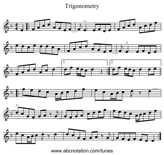 Trigonometry - staff notation