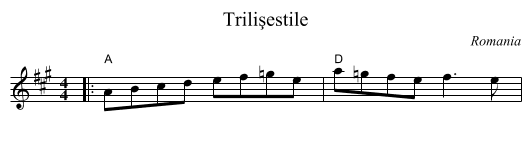 Trilişestile - staff notation