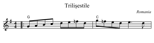 Trilişestile - staff notation