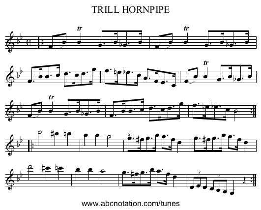TRILL HORNPIPE - staff notation