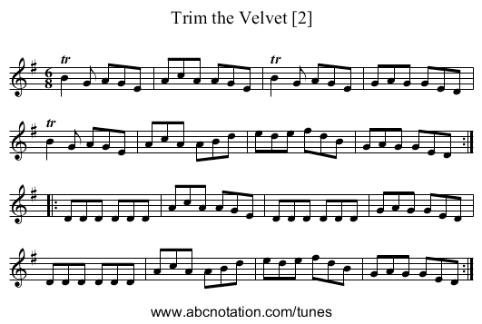 Trim the Velvet [2] - staff notation