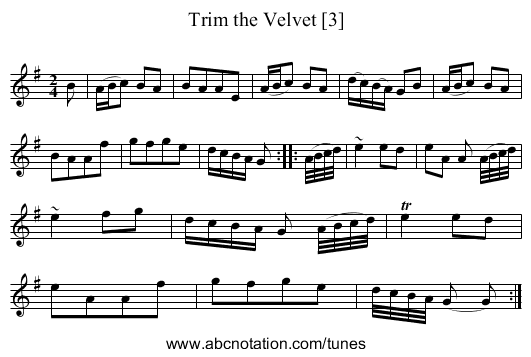 Trim the Velvet [3] - staff notation