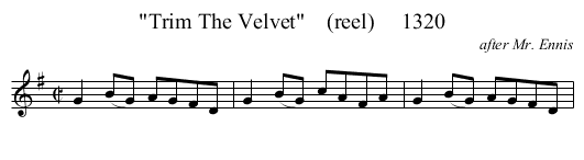 Trim The Velvet    (reel)     1320 - staff notation