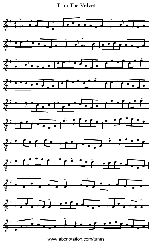 Trim The Velvet - staff notation