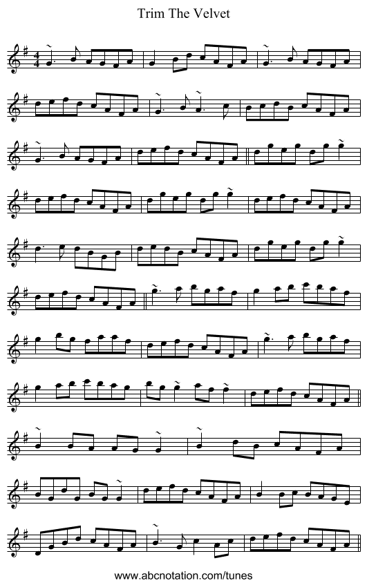 Trim The Velvet - staff notation