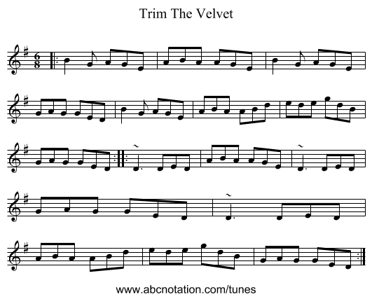 Trim The Velvet - staff notation