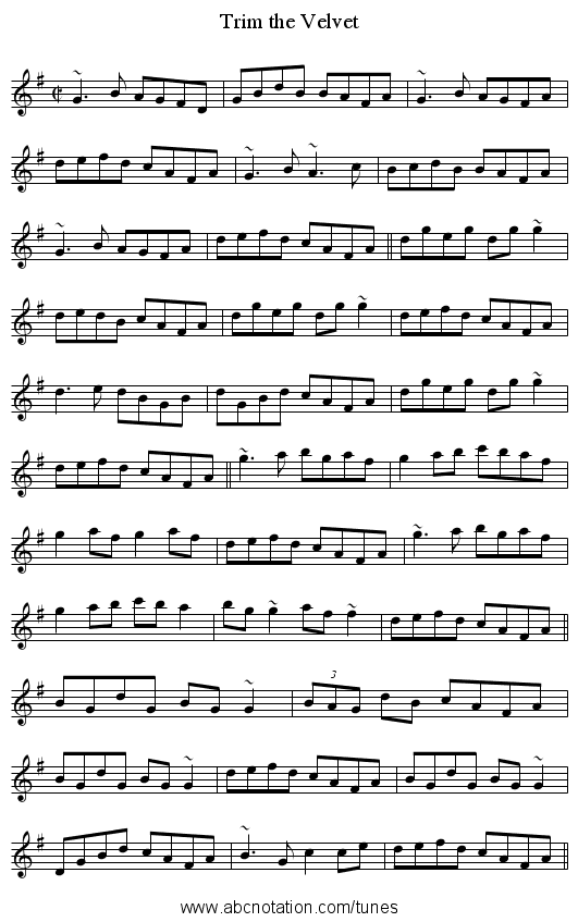 Trim the Velvet - staff notation
