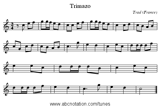 Trimazo - staff notation