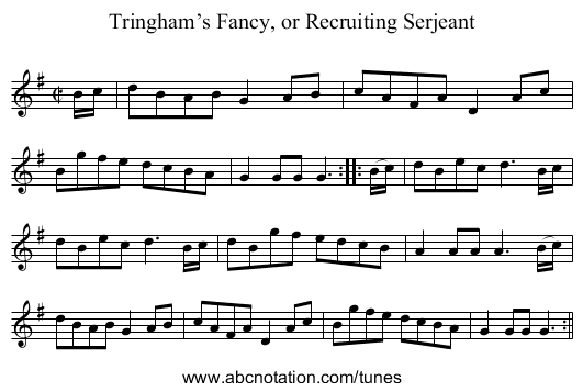 Tringham’s Fancy, or Recruiting Serjeant - staff notation