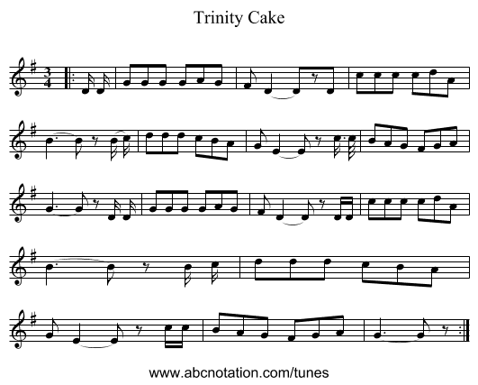 Trinity Cake - staff notation