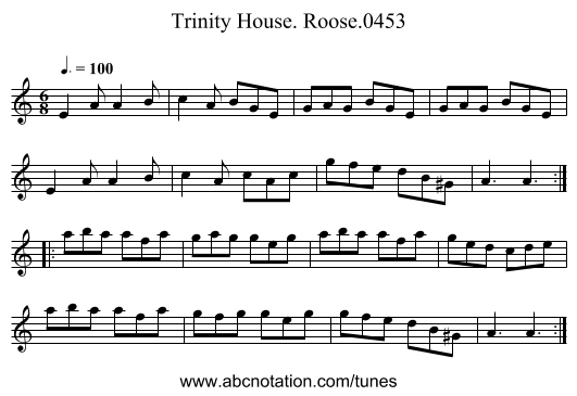 Trinity House. Roose.0453 - staff notation