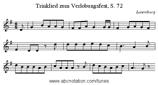 Trinklied zum Verlobungsfest, S. 72 - staff notation