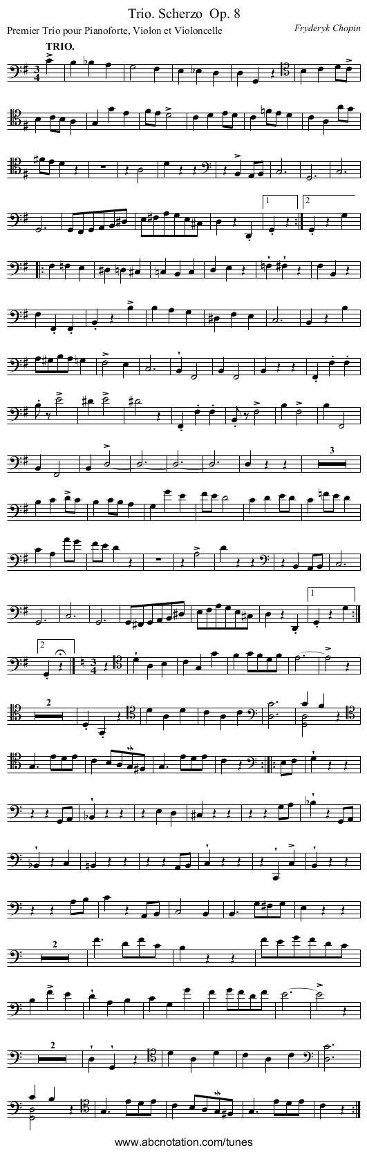 Trio. Scherzo	 Op. 8 - staff notation