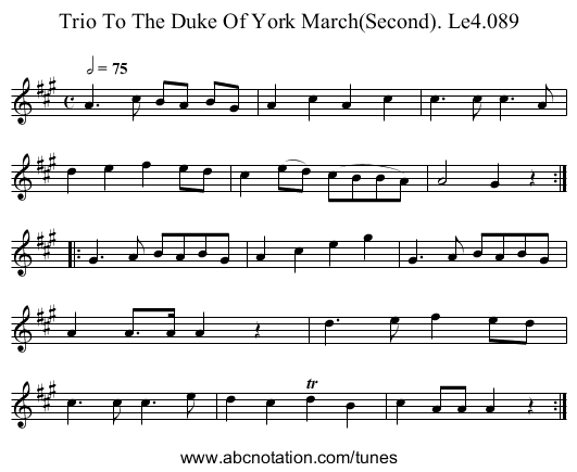Trio To The Duke Of York March(Second). Le4.089 - staff notation