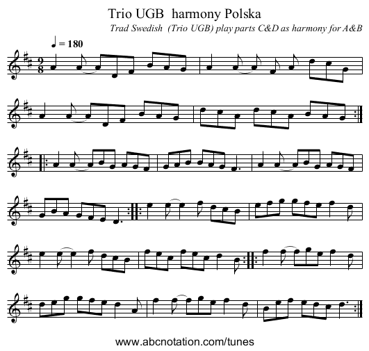 Trio UGB  harmony Polska - staff notation