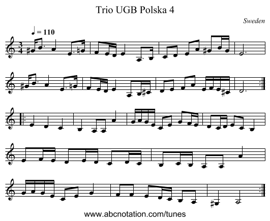 Trio UGB Polska 4 - staff notation