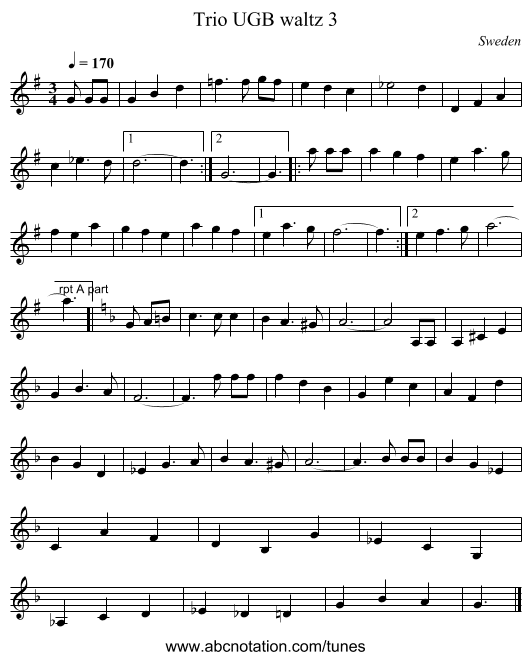 Trio UGB waltz 3 - staff notation