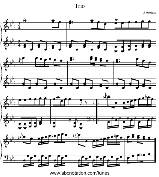 Trio - staff notation