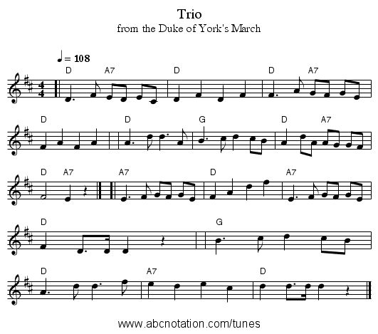 Trio - staff notation