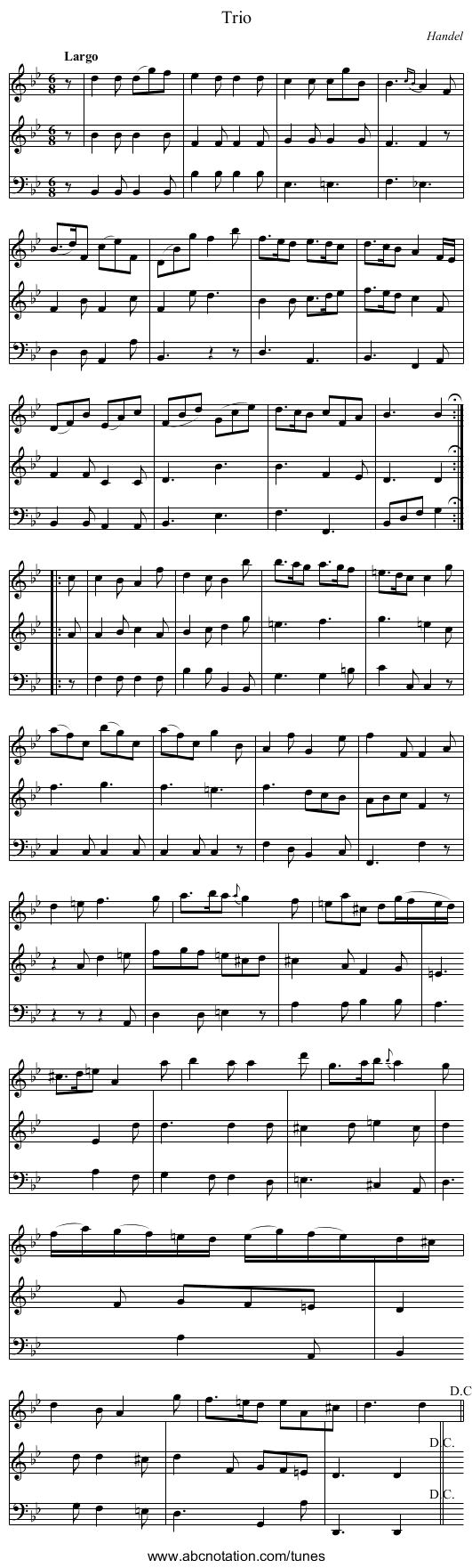 Trio - staff notation