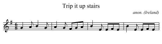 Trip it up stairs - staff notation