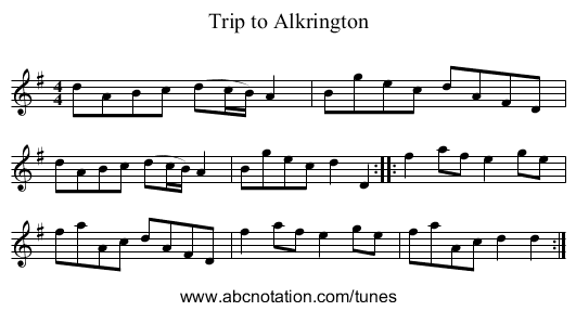 Trip to Alkrington - staff notation