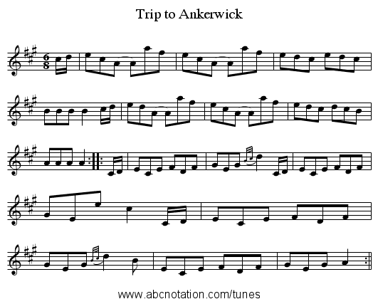 Trip to Ankerwick - staff notation