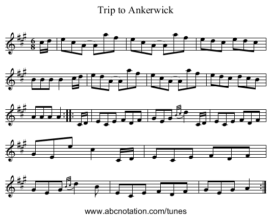 Trip to Ankerwick - staff notation