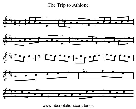Trip to Athlone, The - staff notation