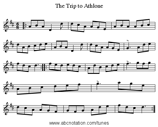 Trip to Athlone, The - staff notation