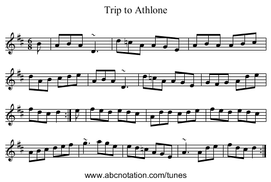 Trip to Athlone - staff notation