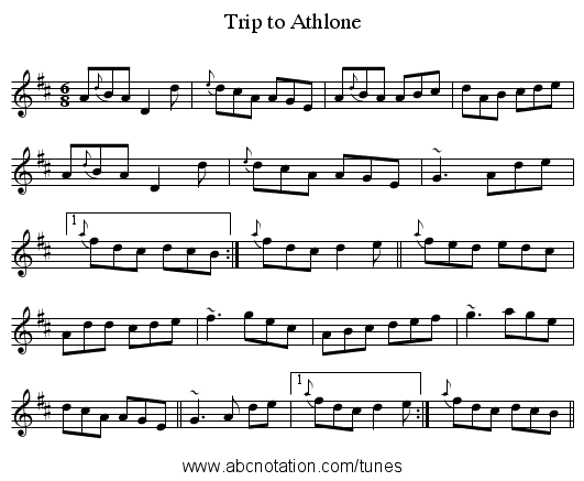 Trip to Athlone - staff notation