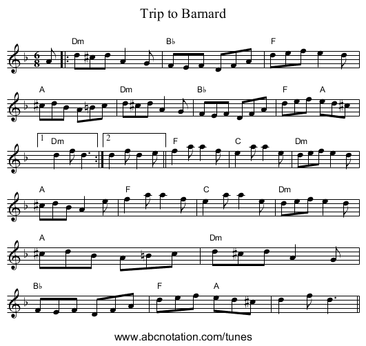 Trip to Barnard - staff notation