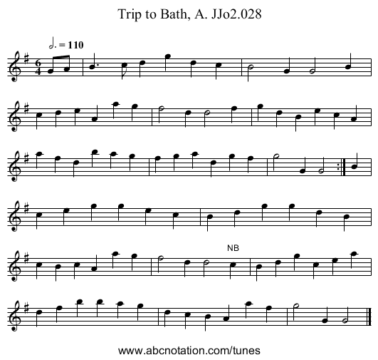 Trip to Bath, A. JJo2.028 - staff notation