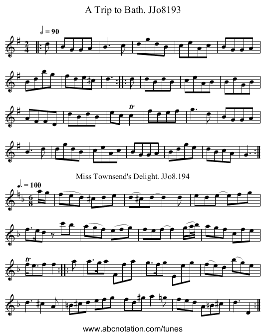 Trip to Bath. JJo8193, A - staff notation