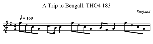 Trip to Bengall. THO4 183, A - staff notation