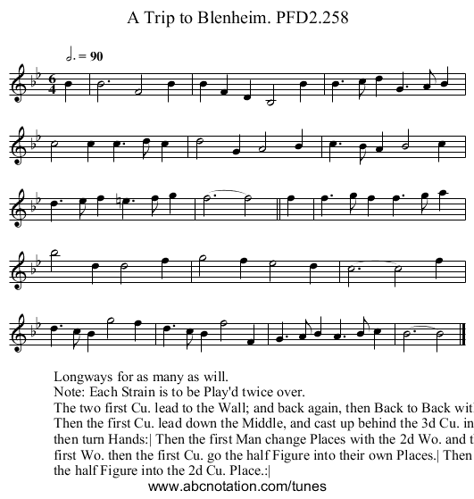 Trip to Blenheim. PFD2.258, A - staff notation