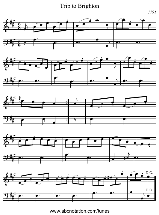 Trip to Brighton - staff notation