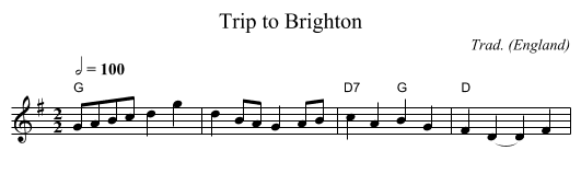 Trip to Brighton - staff notation