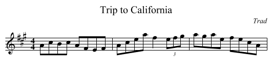 Trip to California - staff notation
