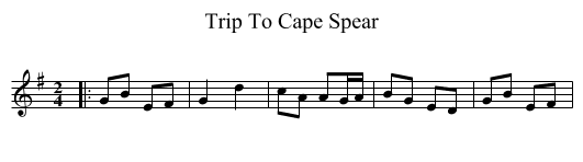 Trip To Cape Spear - staff notation